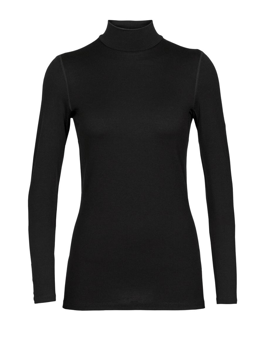 Base Layers Icebreaker Merino 260 Tech Long Sleeve Turtleneck Damskie Czarne | PL 1119GSOL